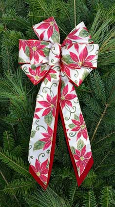 C6 - White Satin Red Poinsettia - Red Poly Overlay 