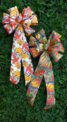CFD2 - Acorn & Leaves and Fall Produce Prints Single Ribbon Bows