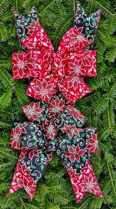 Fifty Shades of Naughty & Nice: Black & Red Linen Glitter Poinsettias